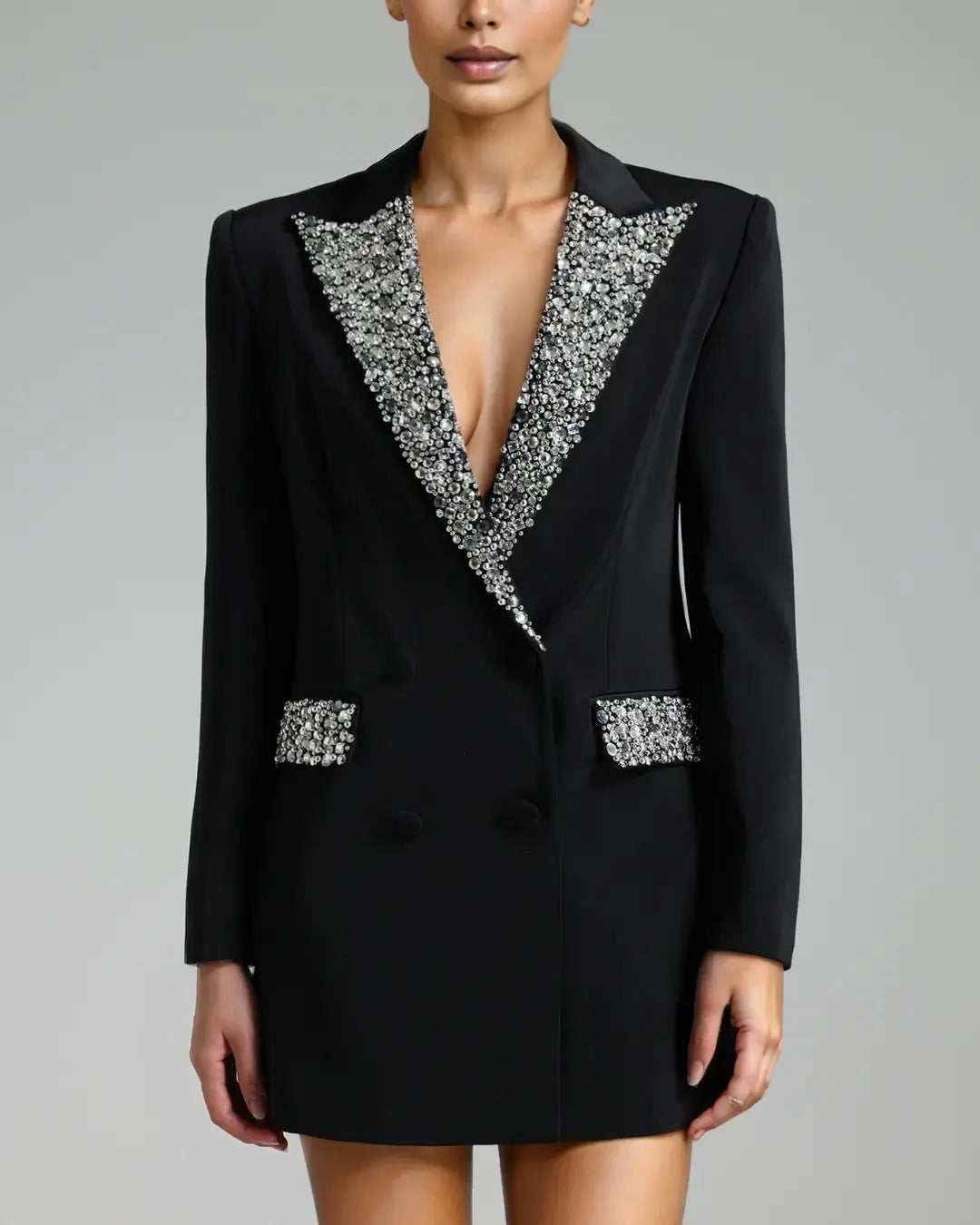 Blazer Marvellie – Luxury Rhinestone Beaded Slim Fit Jacket