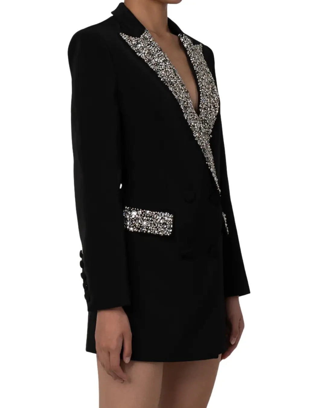 Blazer Marvellie – Luxury Rhinestone Beaded Slim Fit Jacket