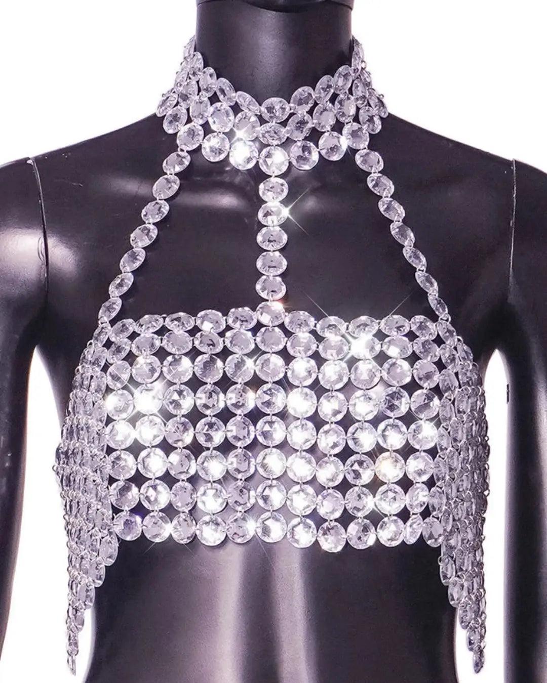 Crop Top mit funkelnden Diamant-Pailletten 