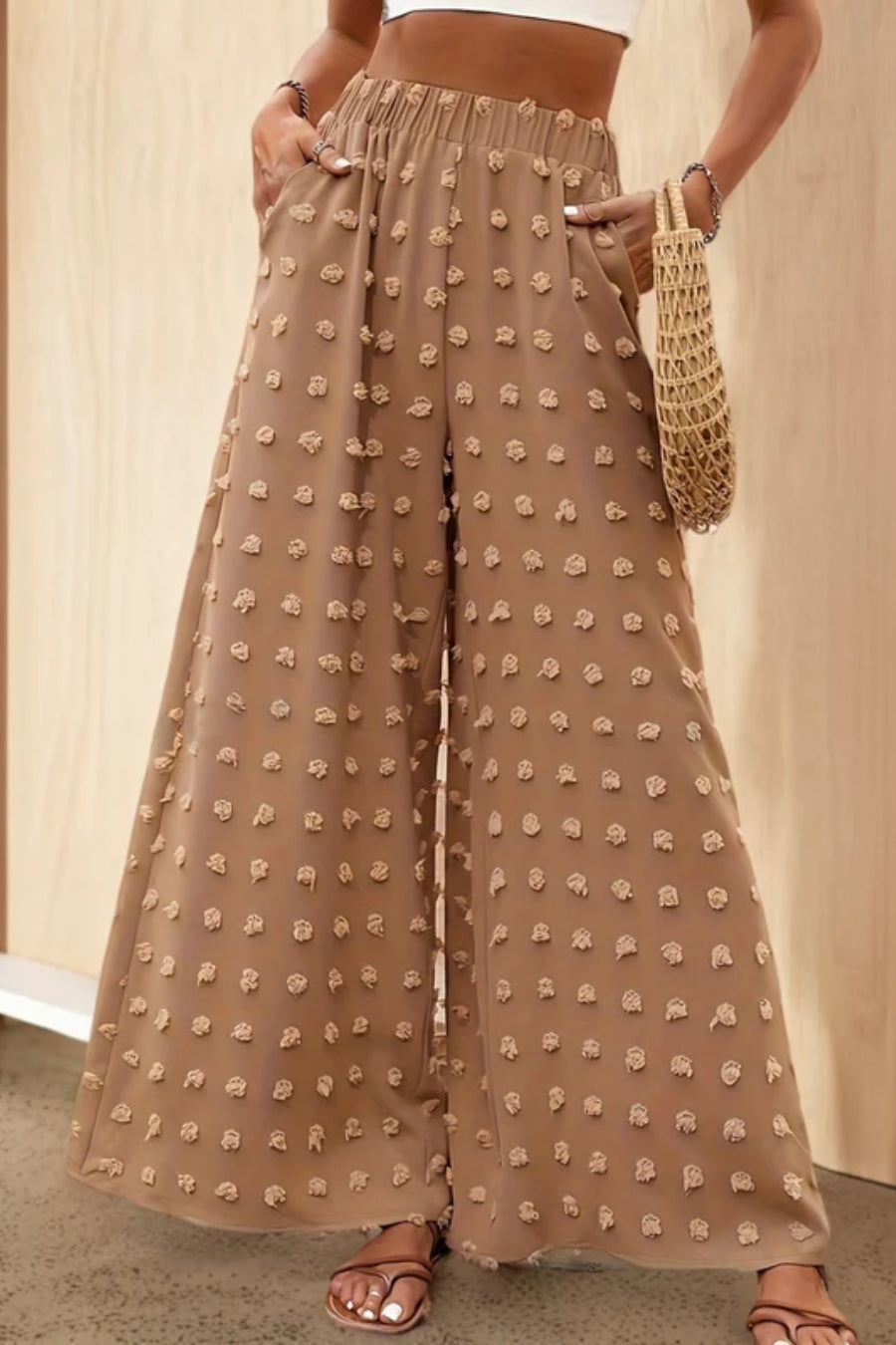 Swiss Dot Wide Leg Pants