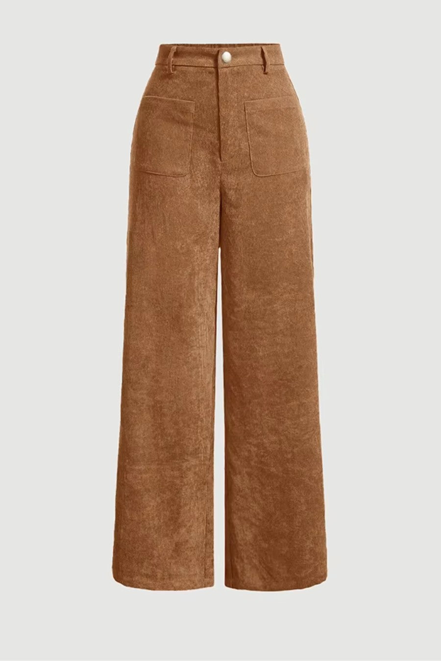 Pantalon velours femme camel taille haute