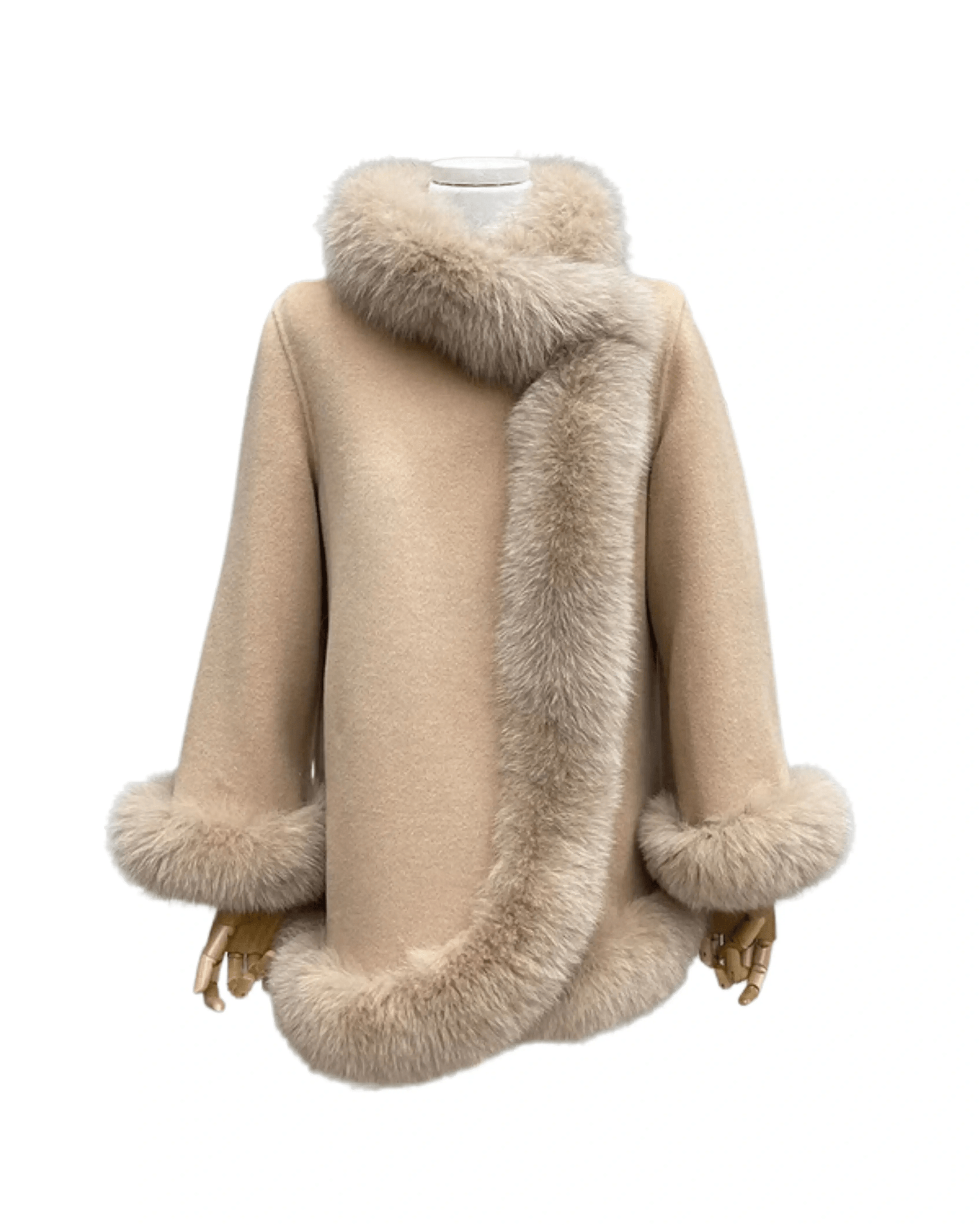 Aurora Fox Wool Coat with Fox Fur Collar