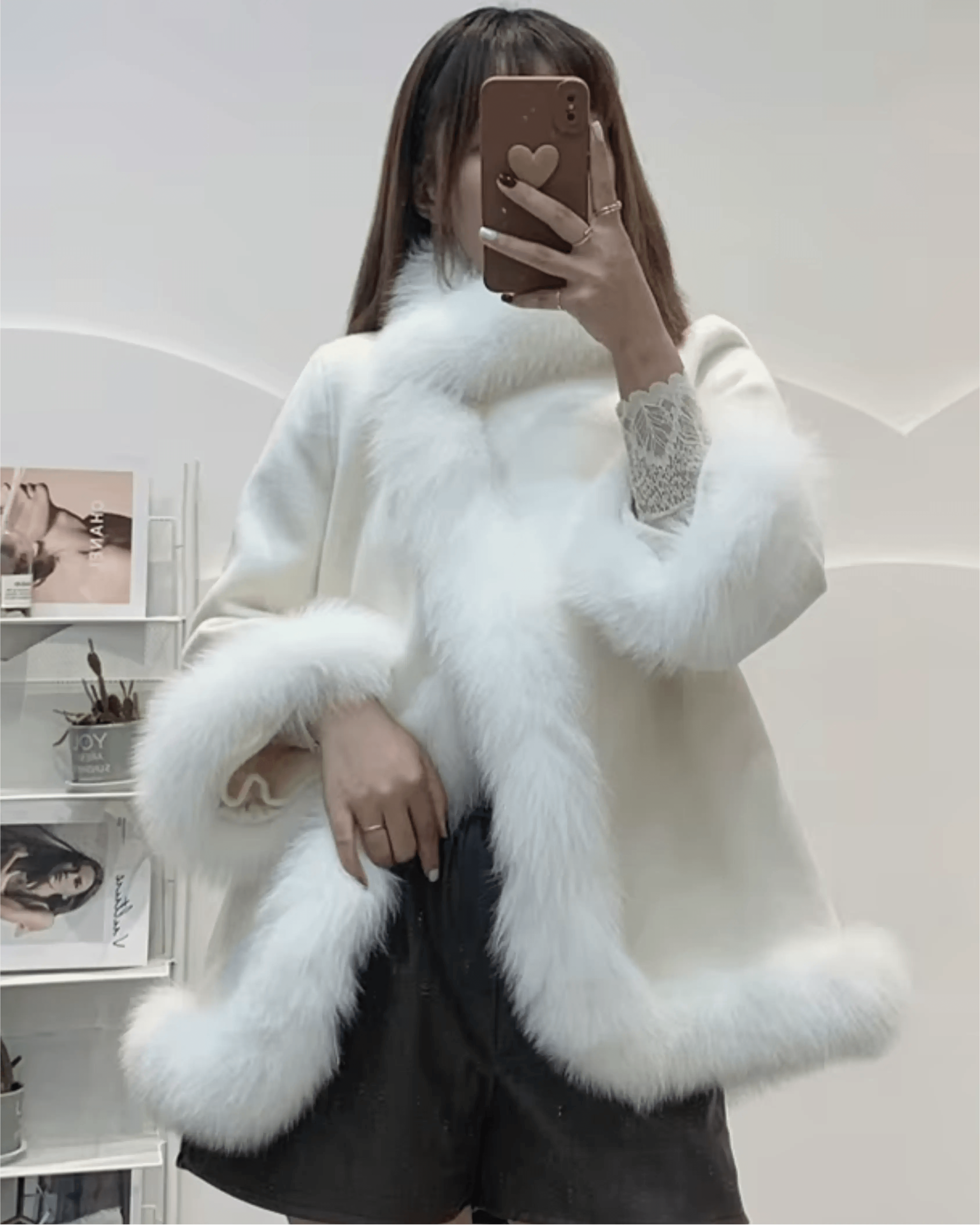 Aurora Fox Wool Coat with Fox Fur Collar