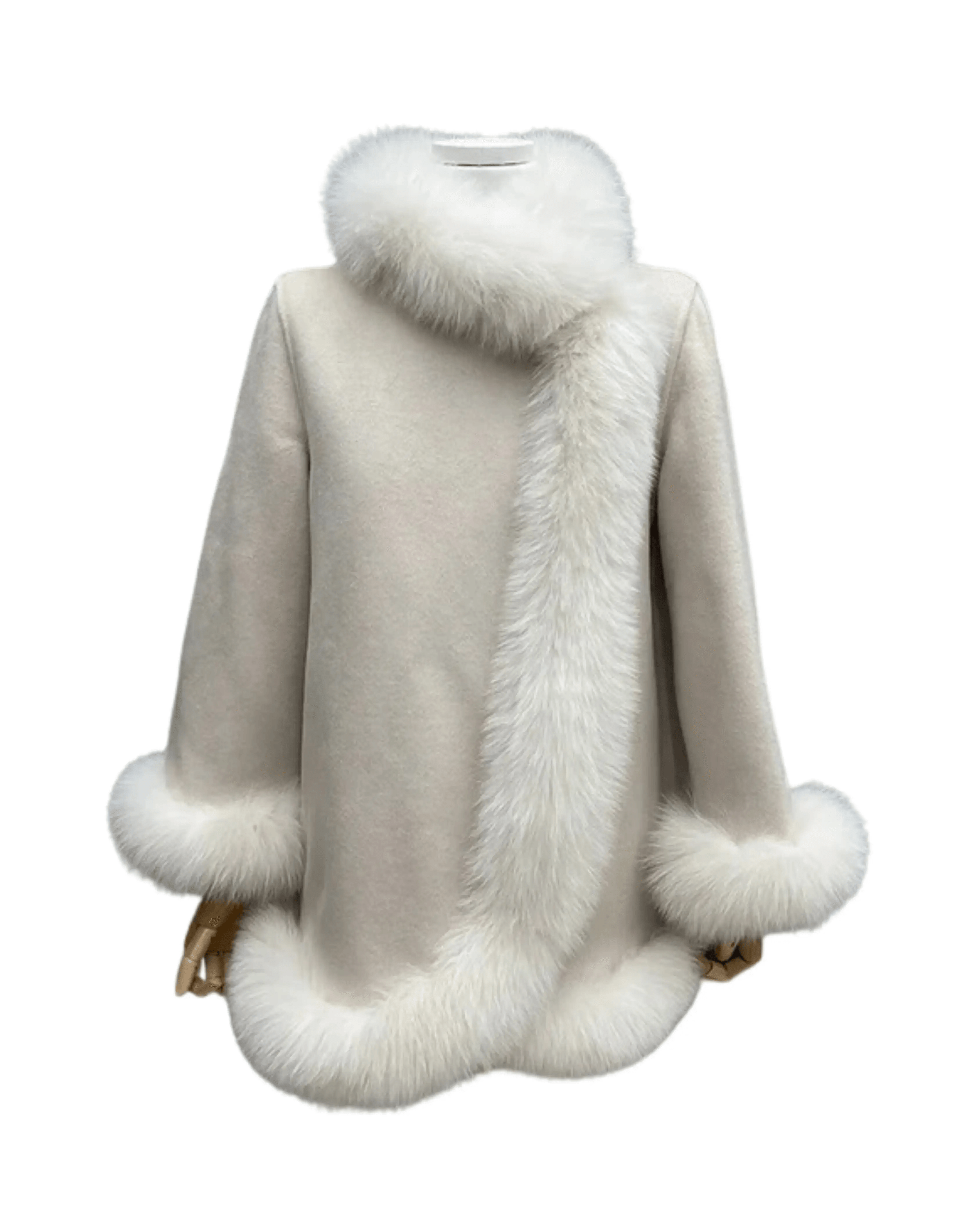 Aurora Fox Wool Coat with Fox Fur Collar