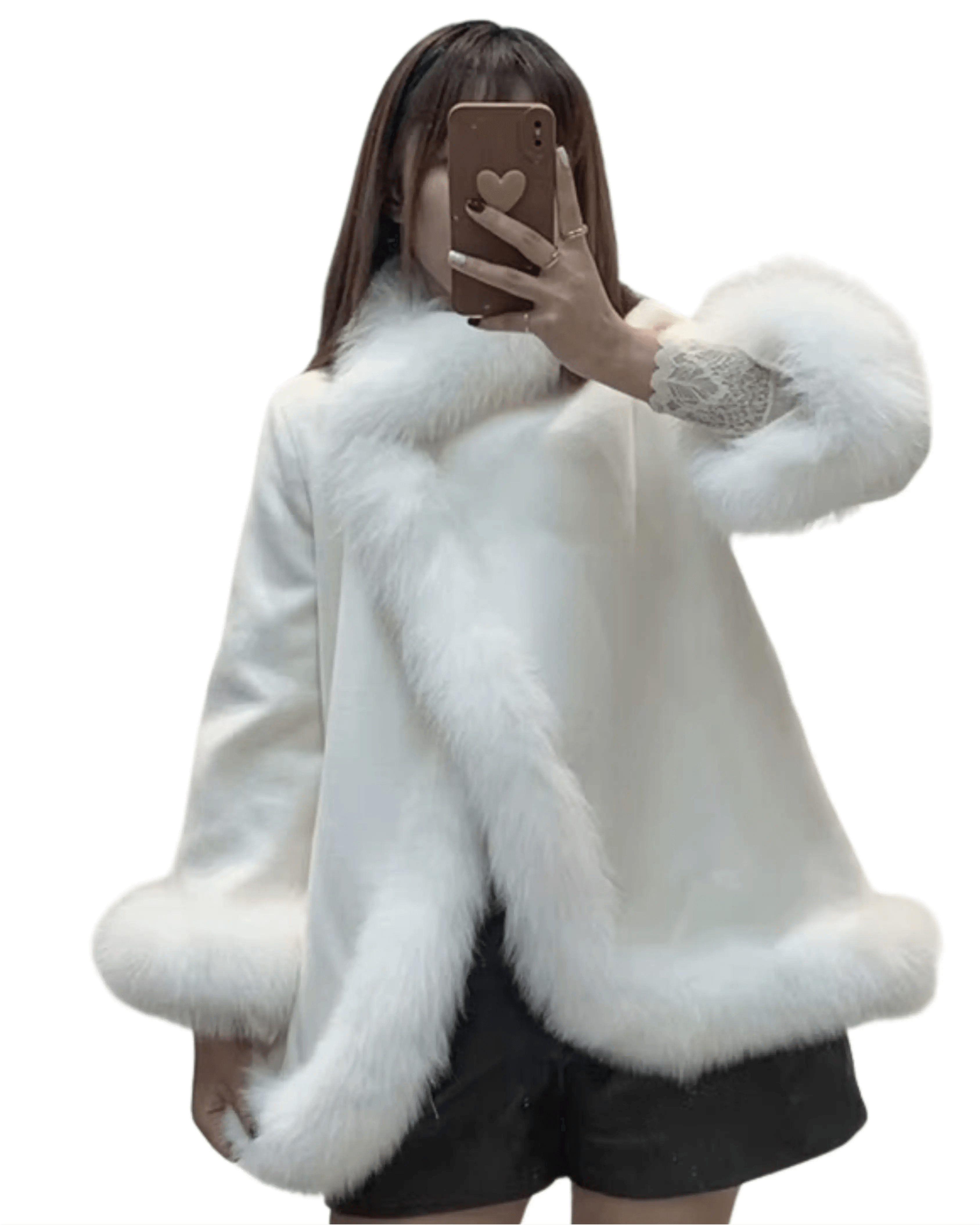 Aurora Fox Wool Coat with Fox Fur Collar