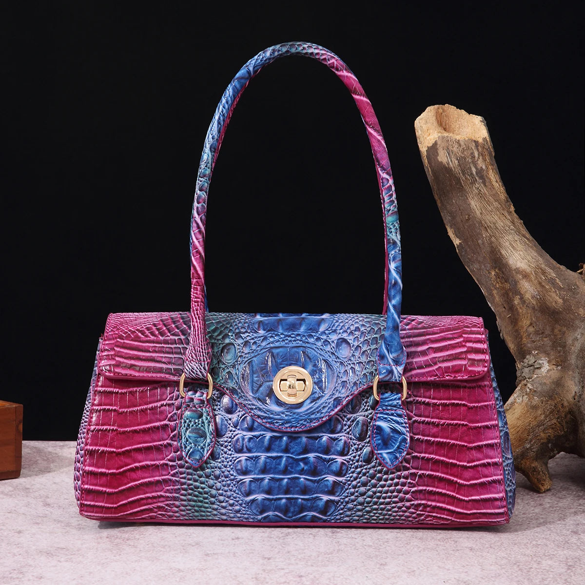 Multicolor Crocodile Pattern Handbag