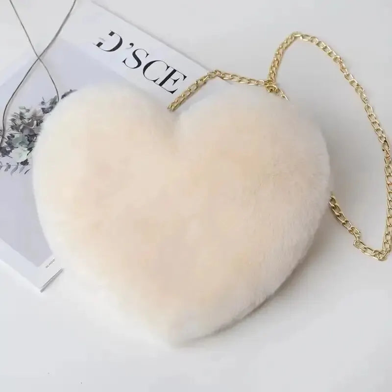 Fluffy Heart Shoulder Bag