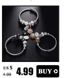 Fashion Bracelets & Bangles Stainless Steel DIY Jewelry Big Pink Bear Pendant Hearts Love Women's Bracelet Cuff Charms Pulseras