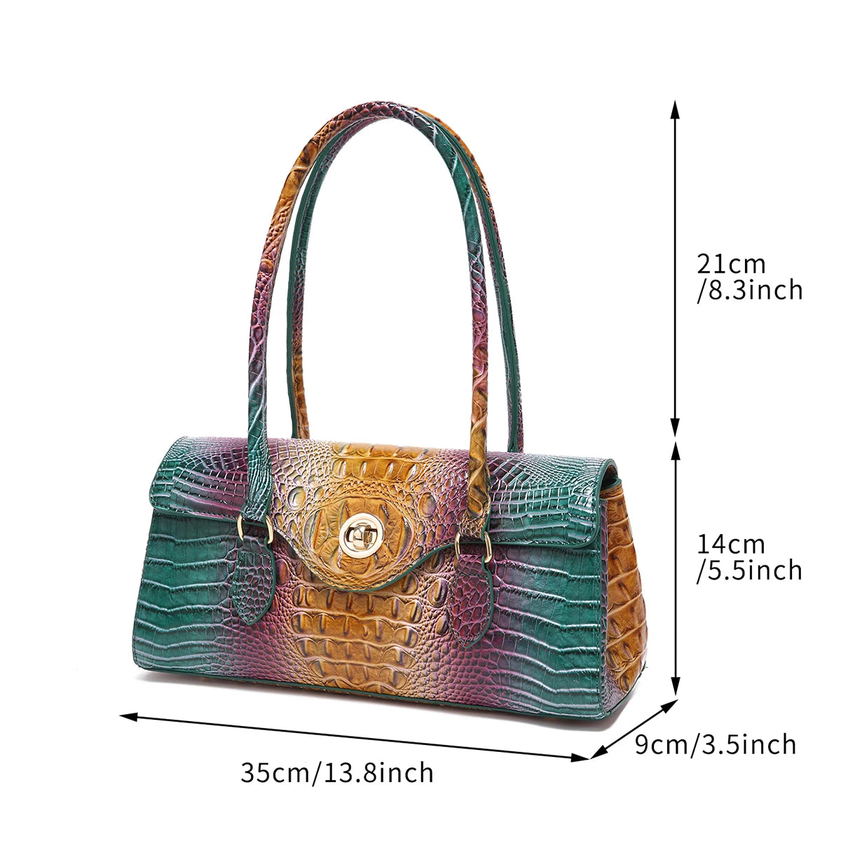 Multicolor Crocodile Pattern Handbag