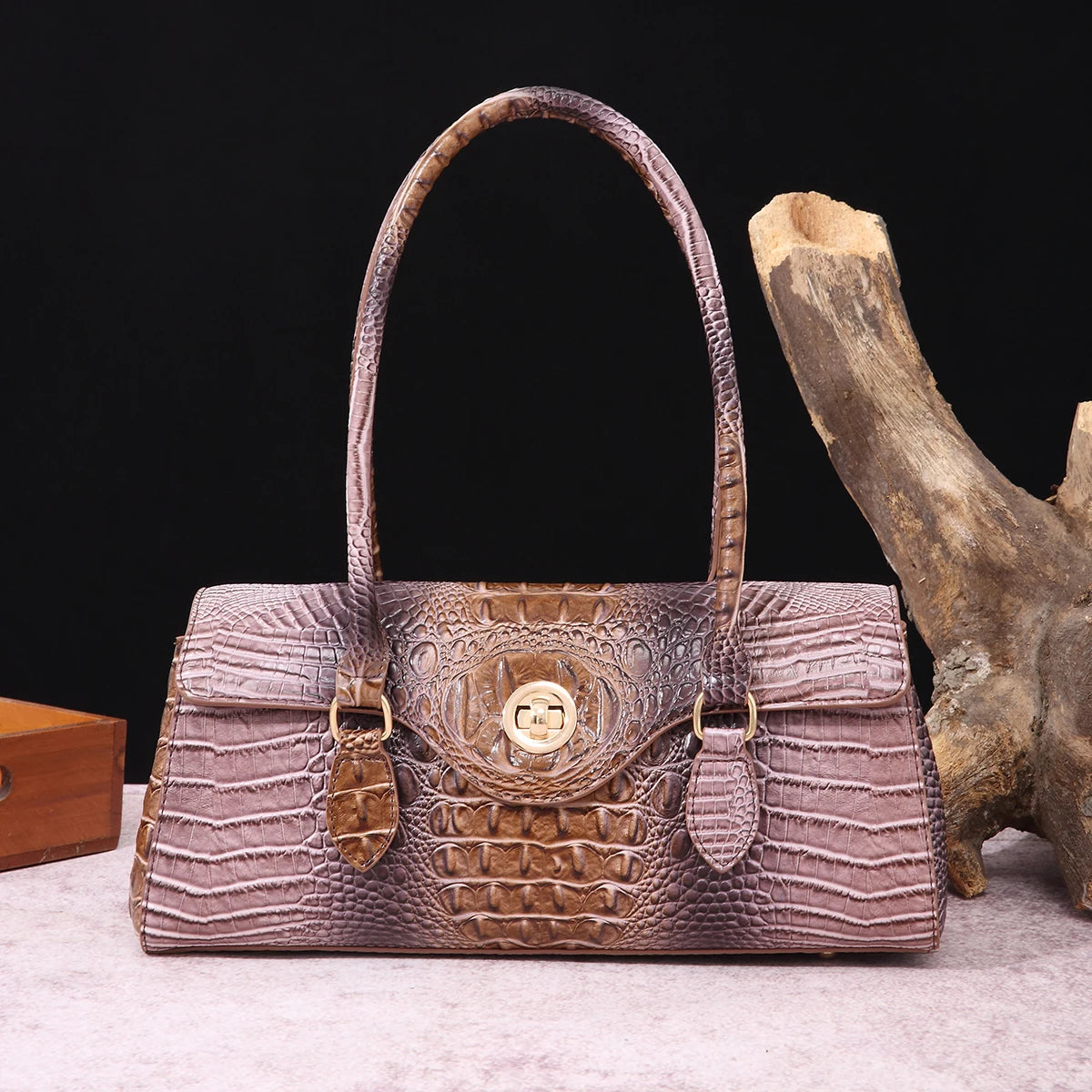 Multicolor Crocodile Pattern Handbag