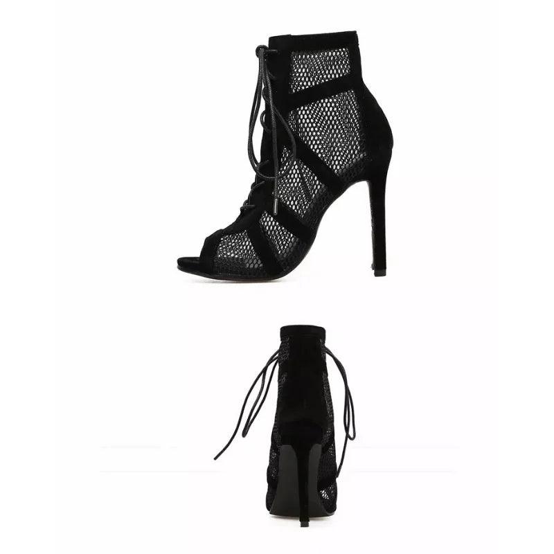 Black Sexy Lace-Up Heel