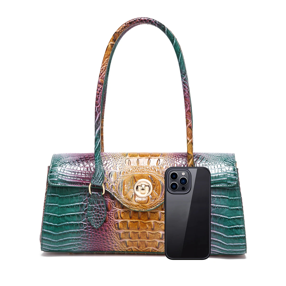 Multicolor Crocodile Pattern Handbag