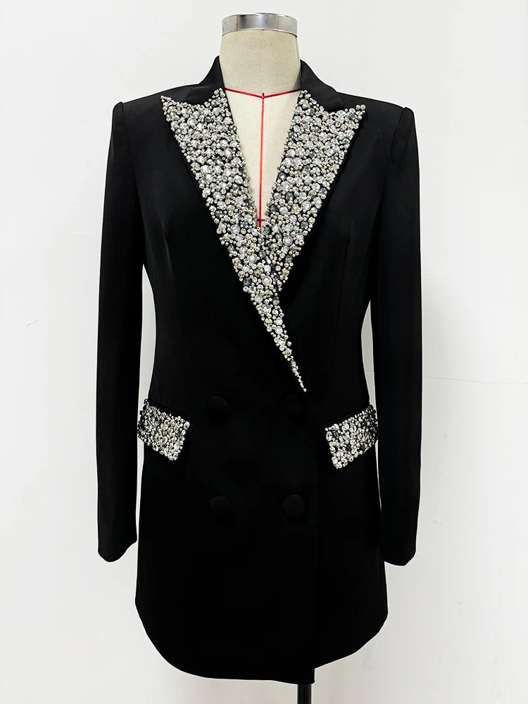 Blazer Marvellie – Luxury Rhinestone Beaded Slim Fit Jacket