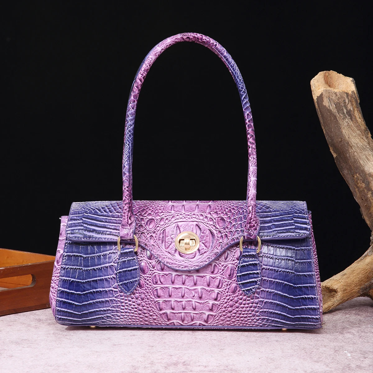 Multicolor Crocodile Pattern Handbag