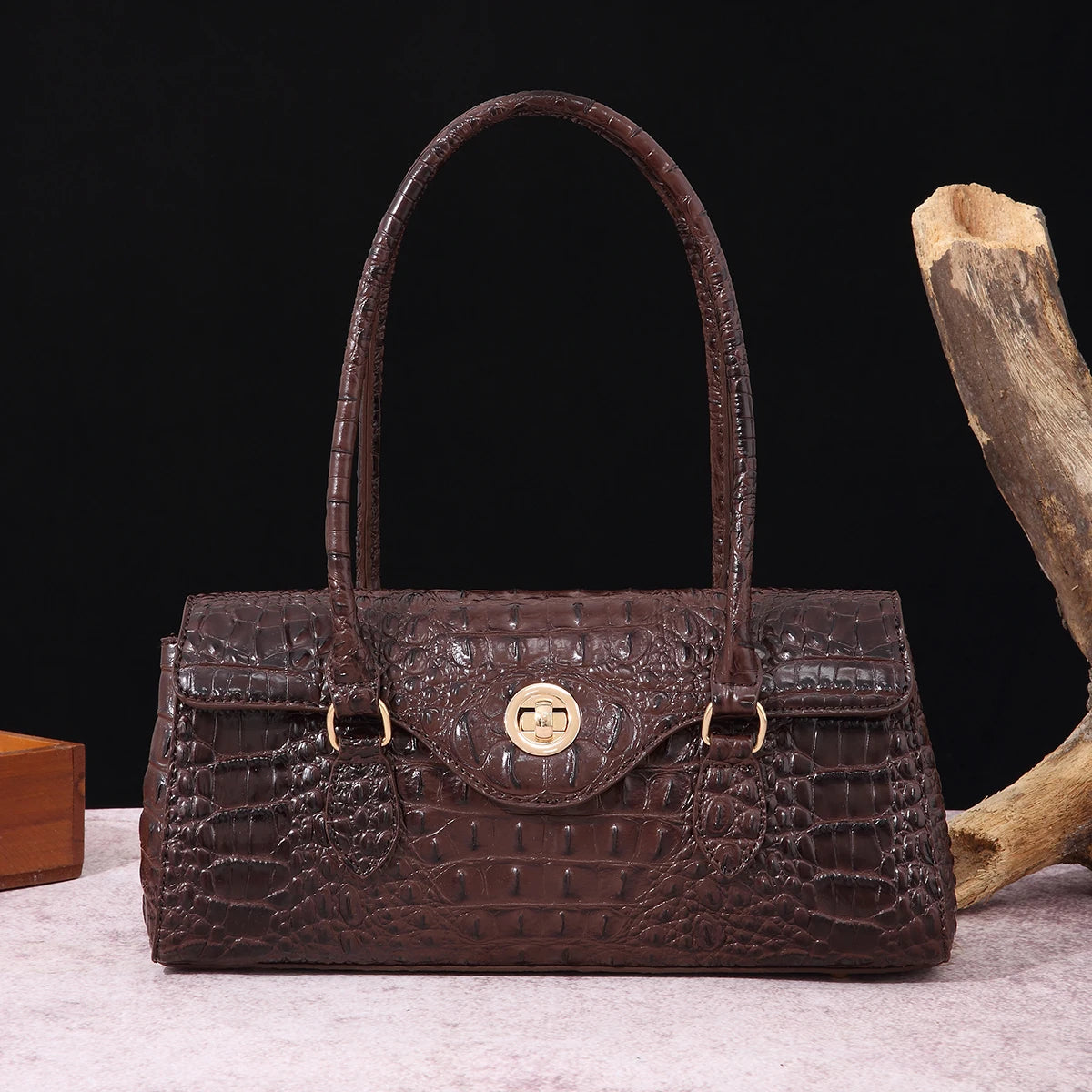 Multicolor Crocodile Pattern Handbag