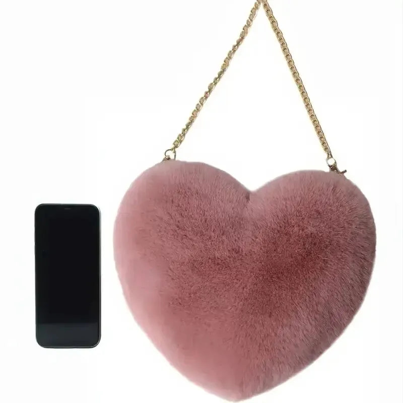 Fluffy Heart Shoulder Bag