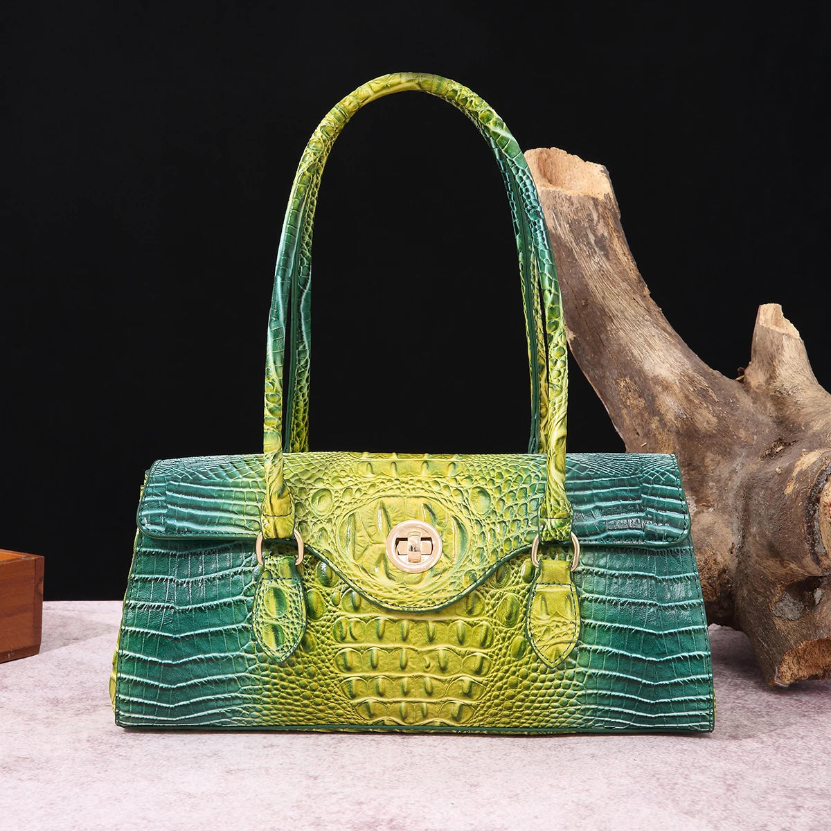 Multicolor Crocodile Pattern Handbag