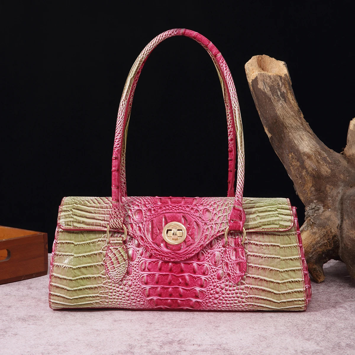 Multicolor Crocodile Pattern Handbag