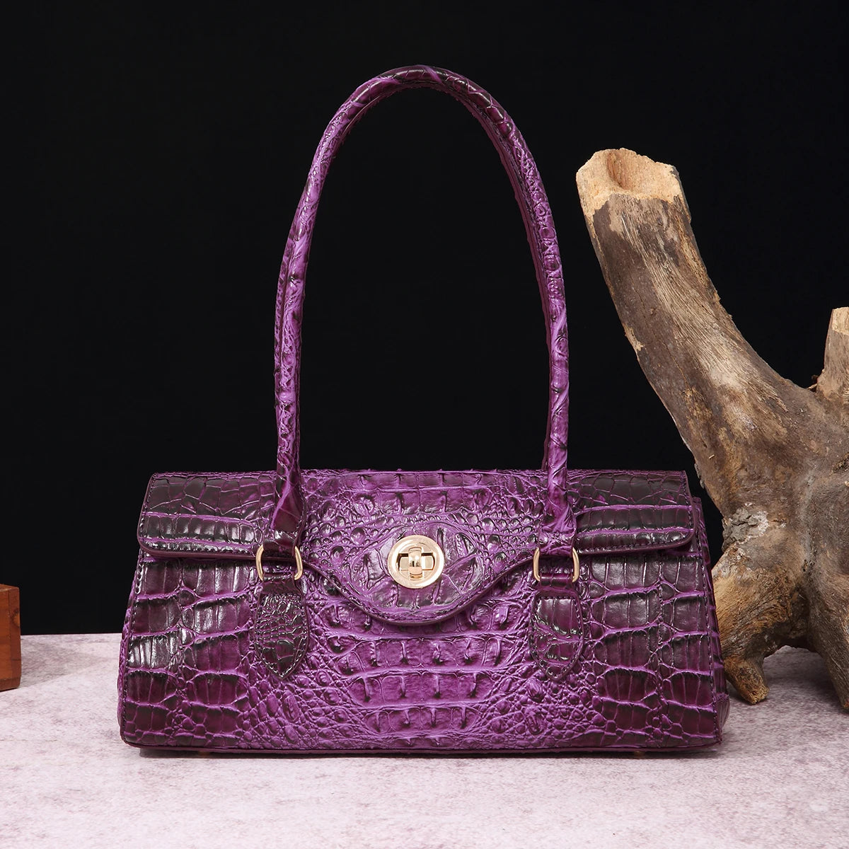 Multicolor Crocodile Pattern Handbag