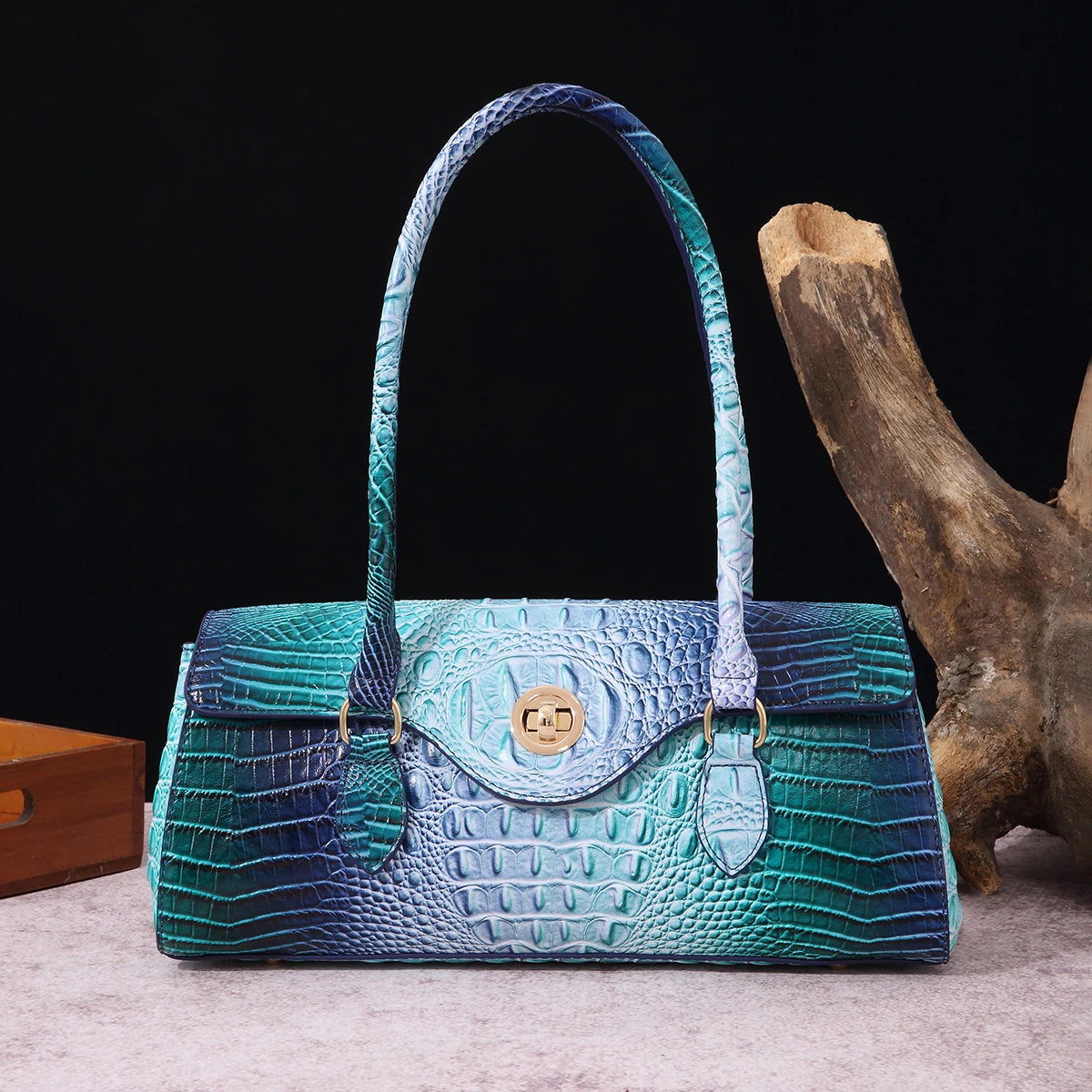 Multicolor Crocodile Pattern Handbag