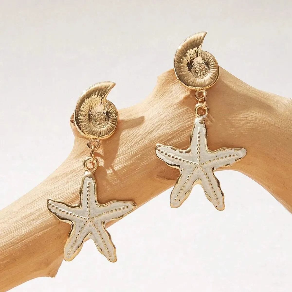 Obega Candy Starfish Charms Dangle Stud Earrings Metal Epoxy Pendant Ear Stud Green Crystal Stone Beach Charms Jewelry For Woman