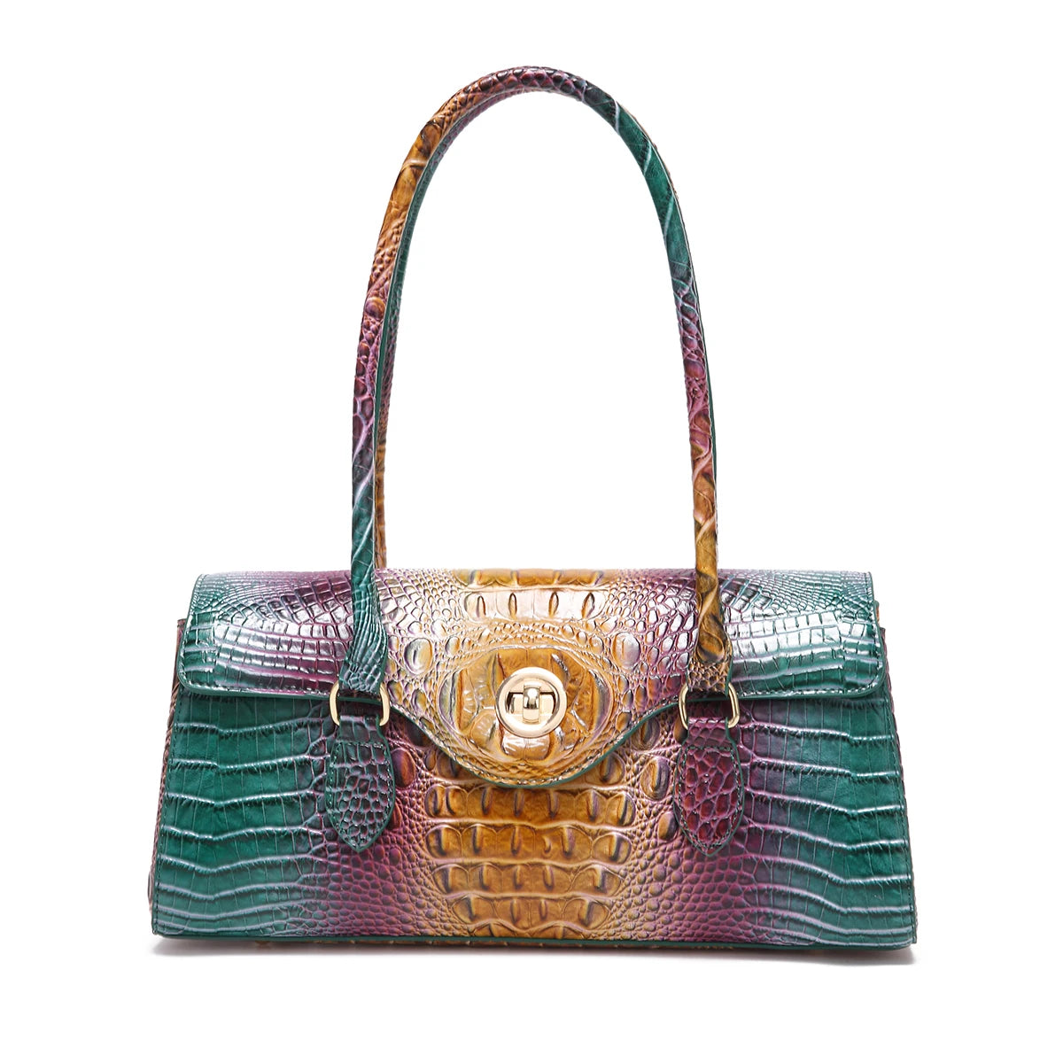 Multicolor Crocodile Pattern Handbag