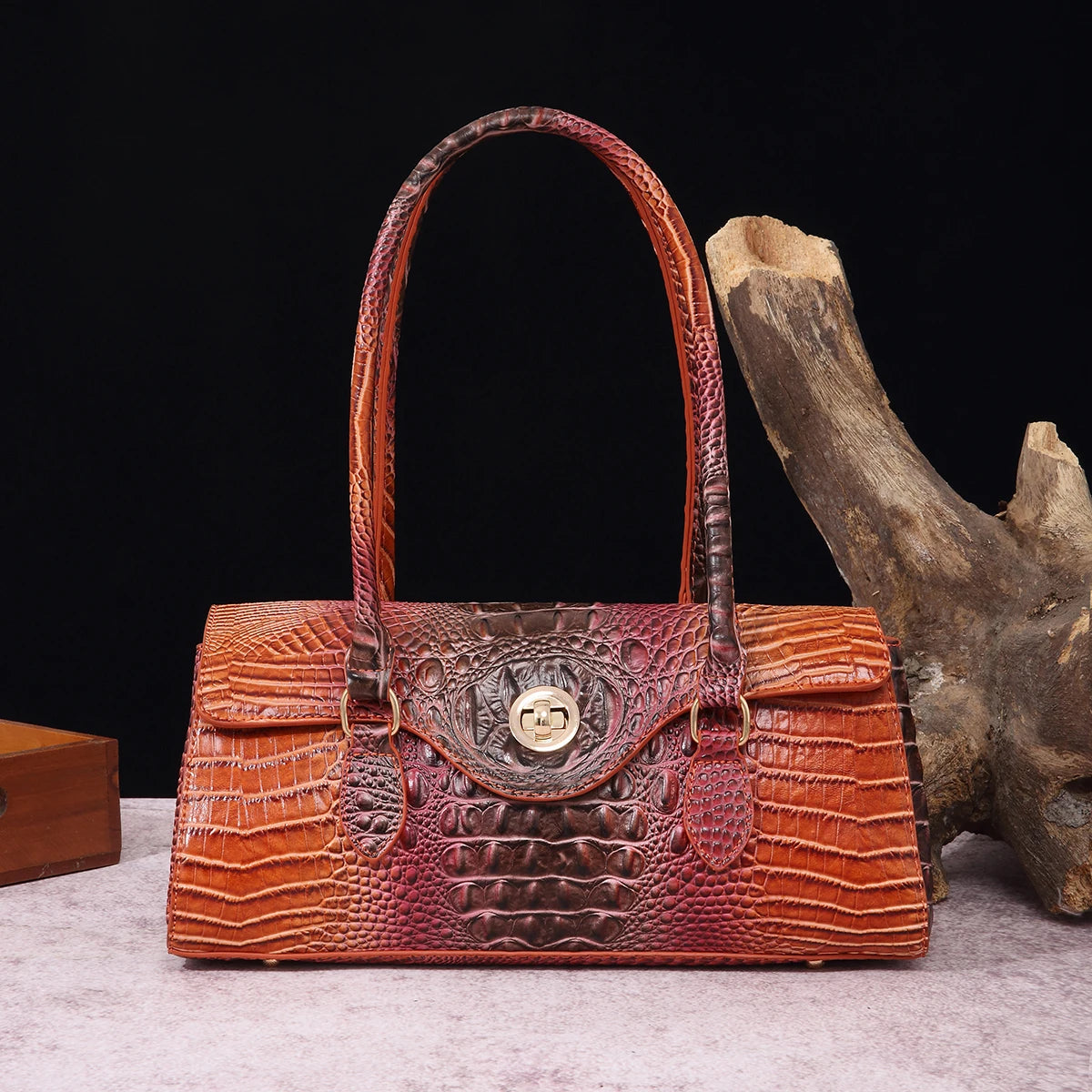 Multicolor Crocodile Pattern Handbag