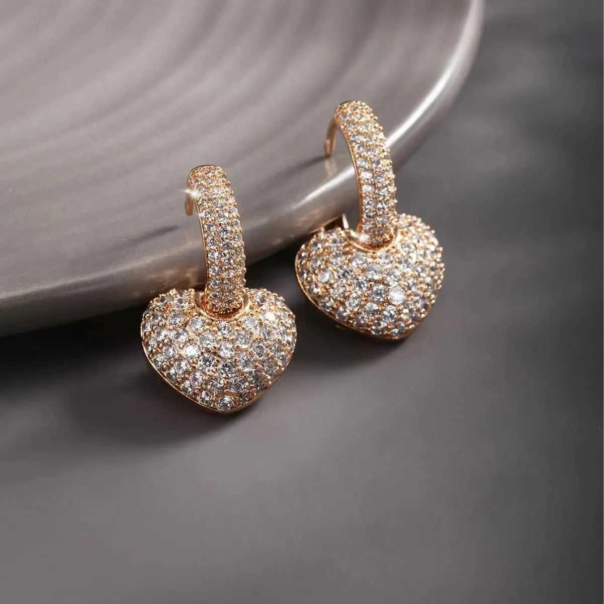 Hollow Gold Color Hoop Earrings for Women Paved Dazzling CZ Stone Luxury Trendy Female Circle Earrings Statement Jewelry