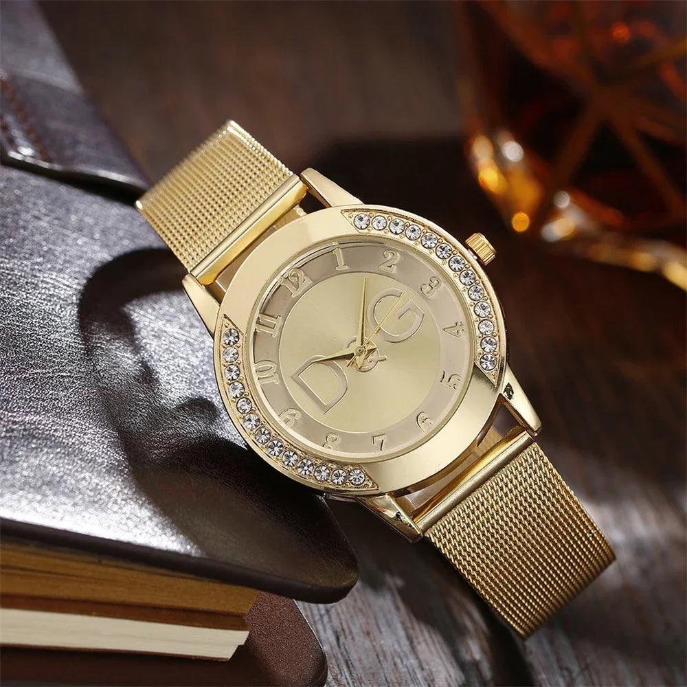 Elegant Mesh & Diamond Watch – Minimalist Luxury