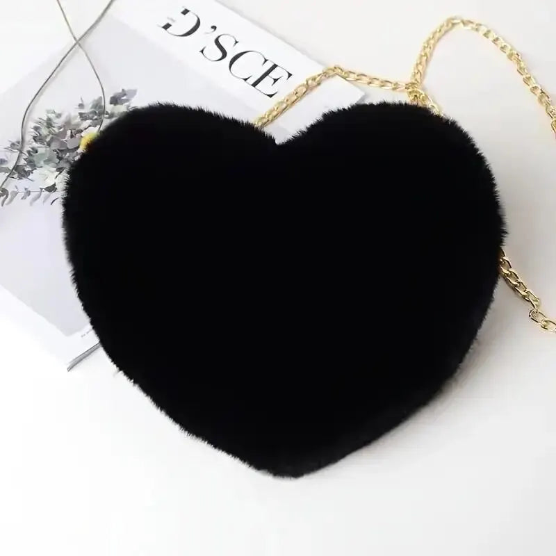 Fluffy Heart Shoulder Bag