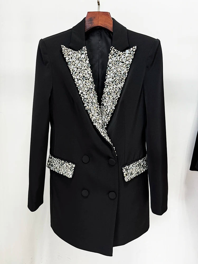 Blazer Marvellie – Luxury Rhinestone Beaded Slim Fit Jacket