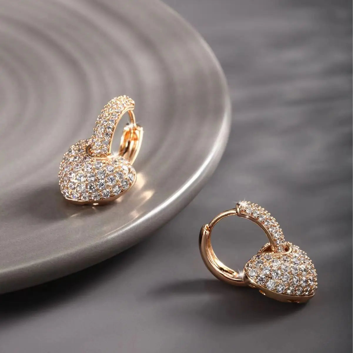 Hollow Gold Color Hoop Earrings for Women Paved Dazzling CZ Stone Luxury Trendy Female Circle Earrings Statement Jewelry