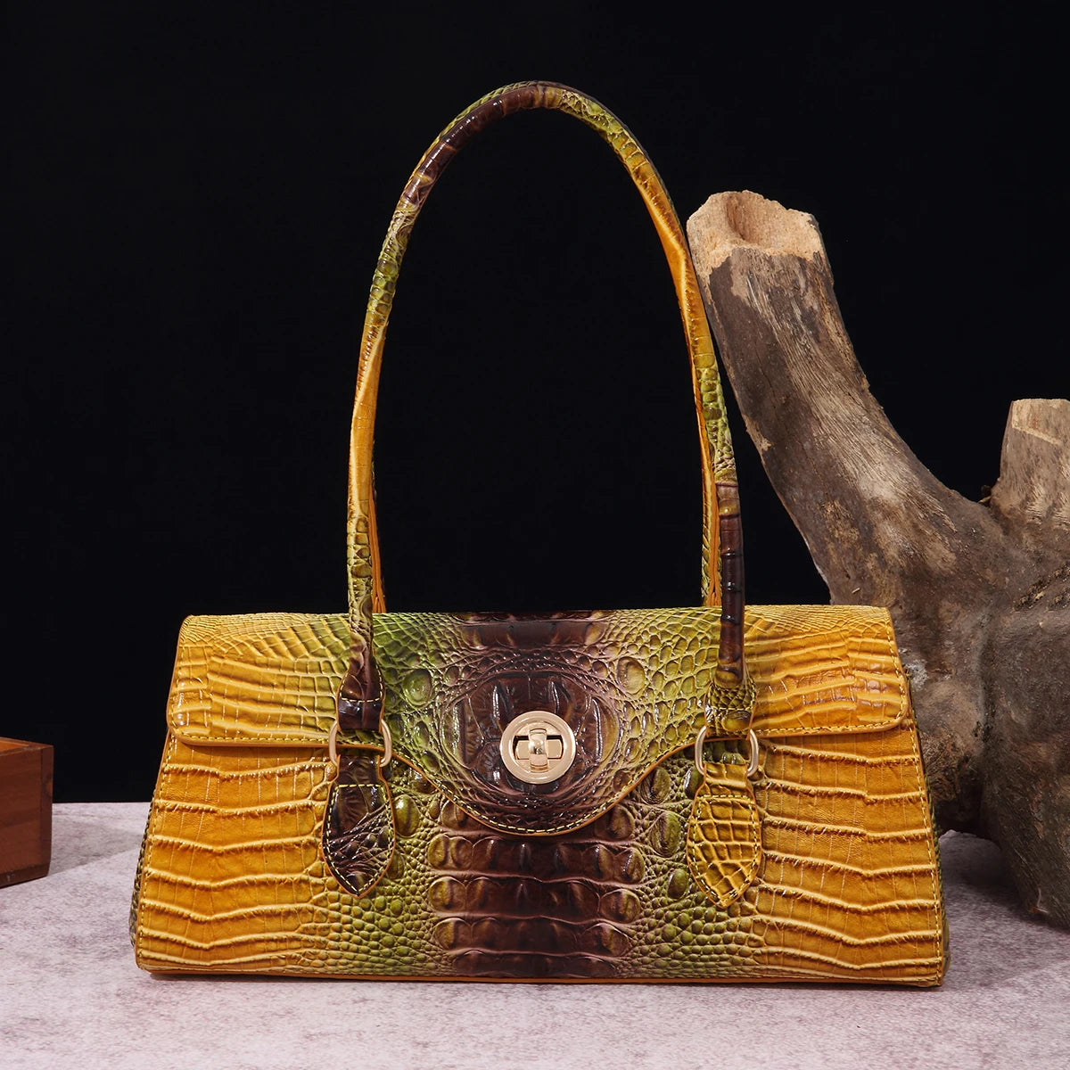 Multicolor Crocodile Pattern Handbag