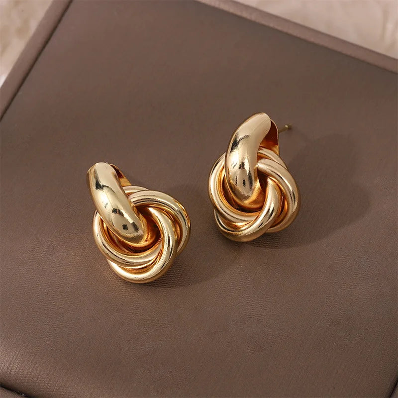 ZAKOL New Gold Color Matte Texture Metal Flower Earrings for Women Girls Exaggerated Fashion Party Jewelry Gifts