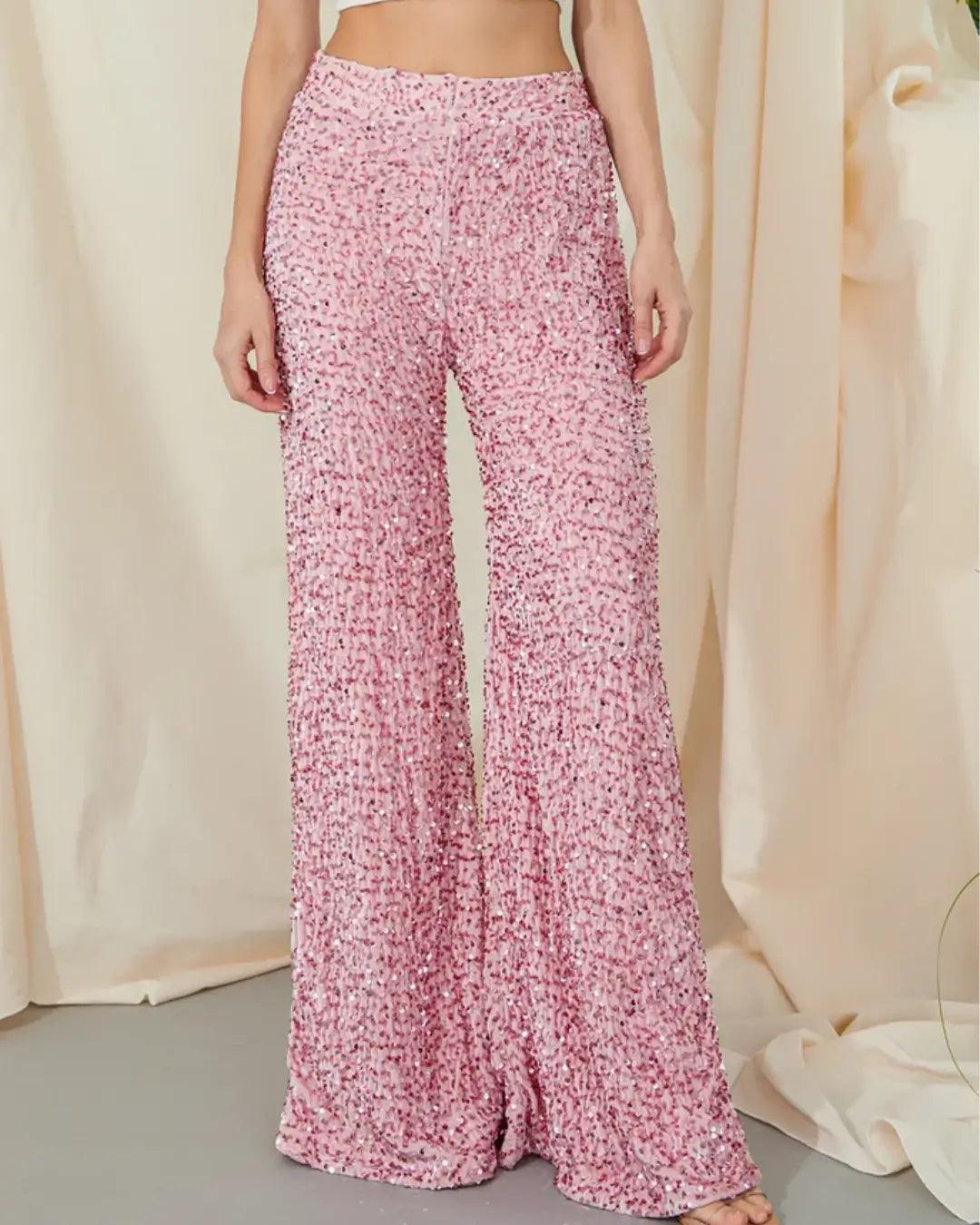 Sequira - High-Waisted Sequin Pants