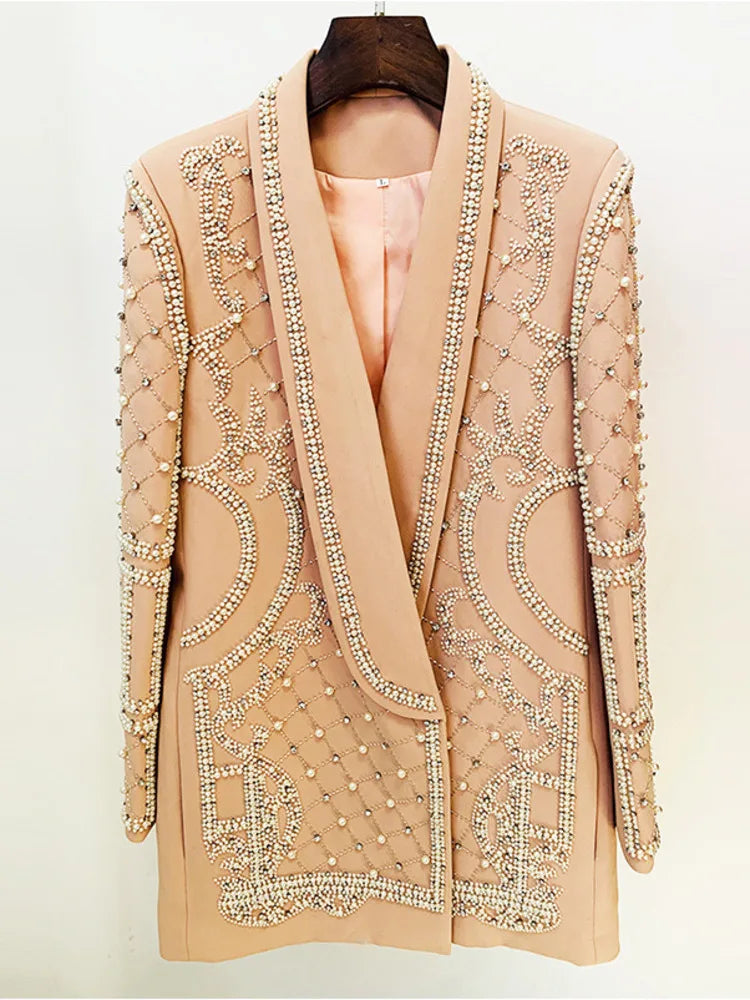 Blazer Élégance – Handmade Pearl Beaded