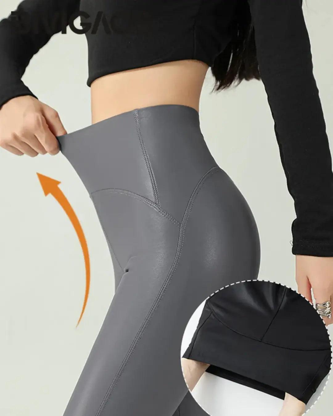 Thermora – Leggings en similicuir avec doublure polaire 