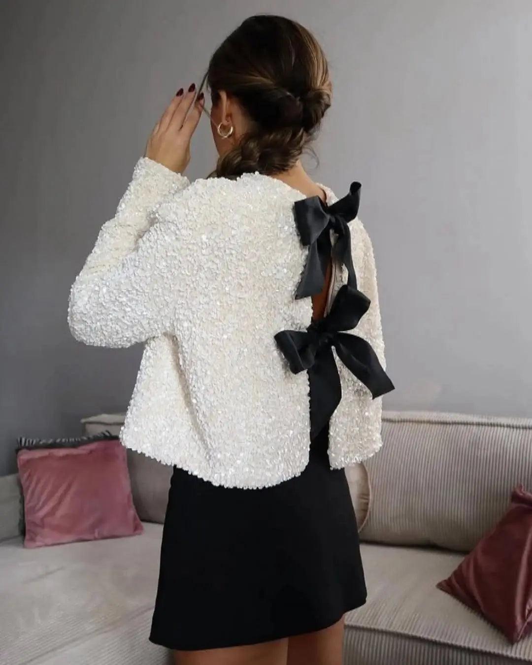 Blazer Luminé – Bow-Tied Sequin