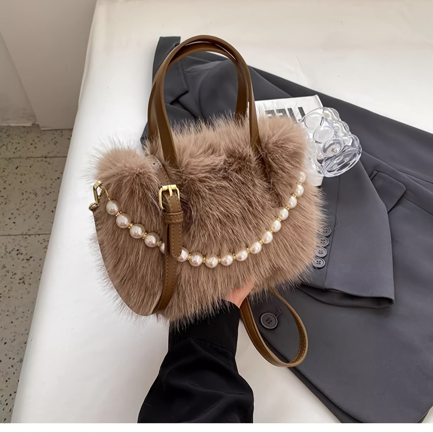 Chic Faux Fur Crossbody Bag – Soft Plush Shoulder Purse