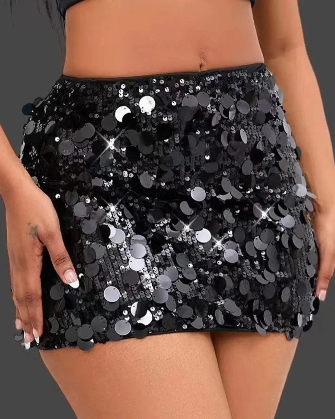 Norvellie High-Waisted Sequin Mini Skirt