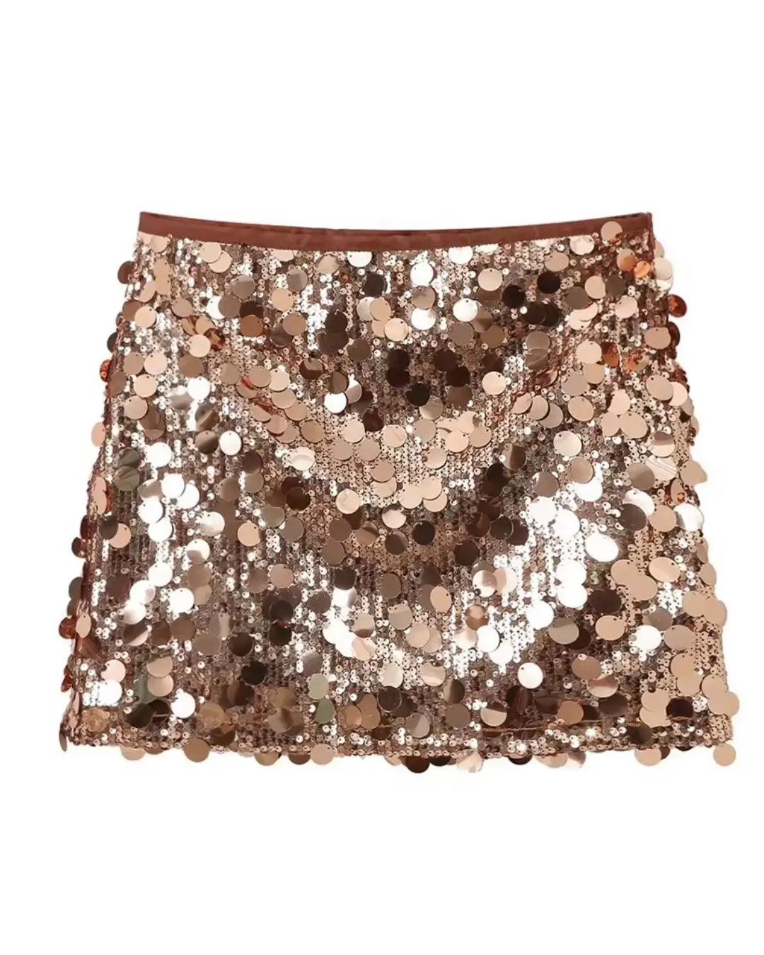 Norvellie High-Waisted Sequin Mini Skirt