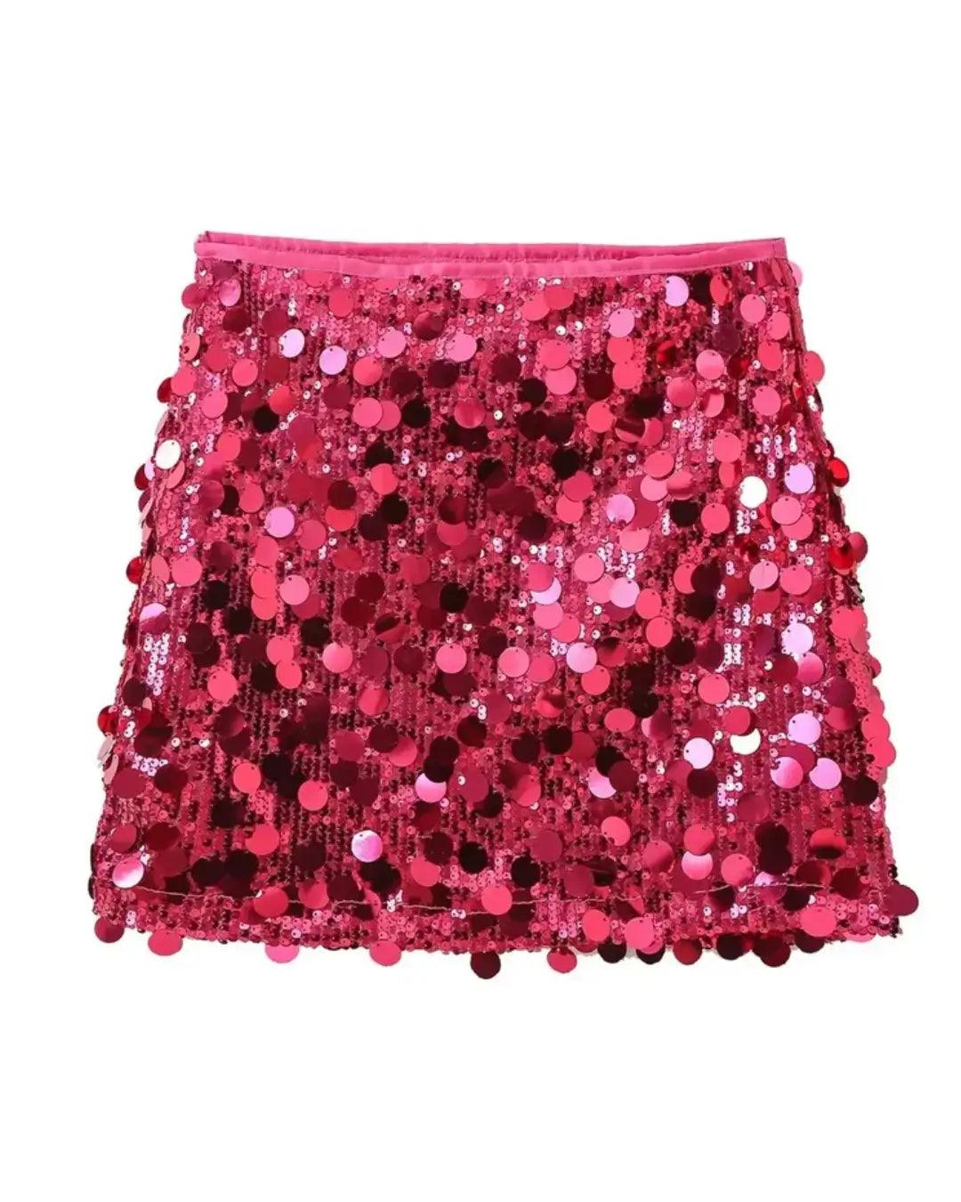 Norvellie High-Waisted Sequin Mini Skirt