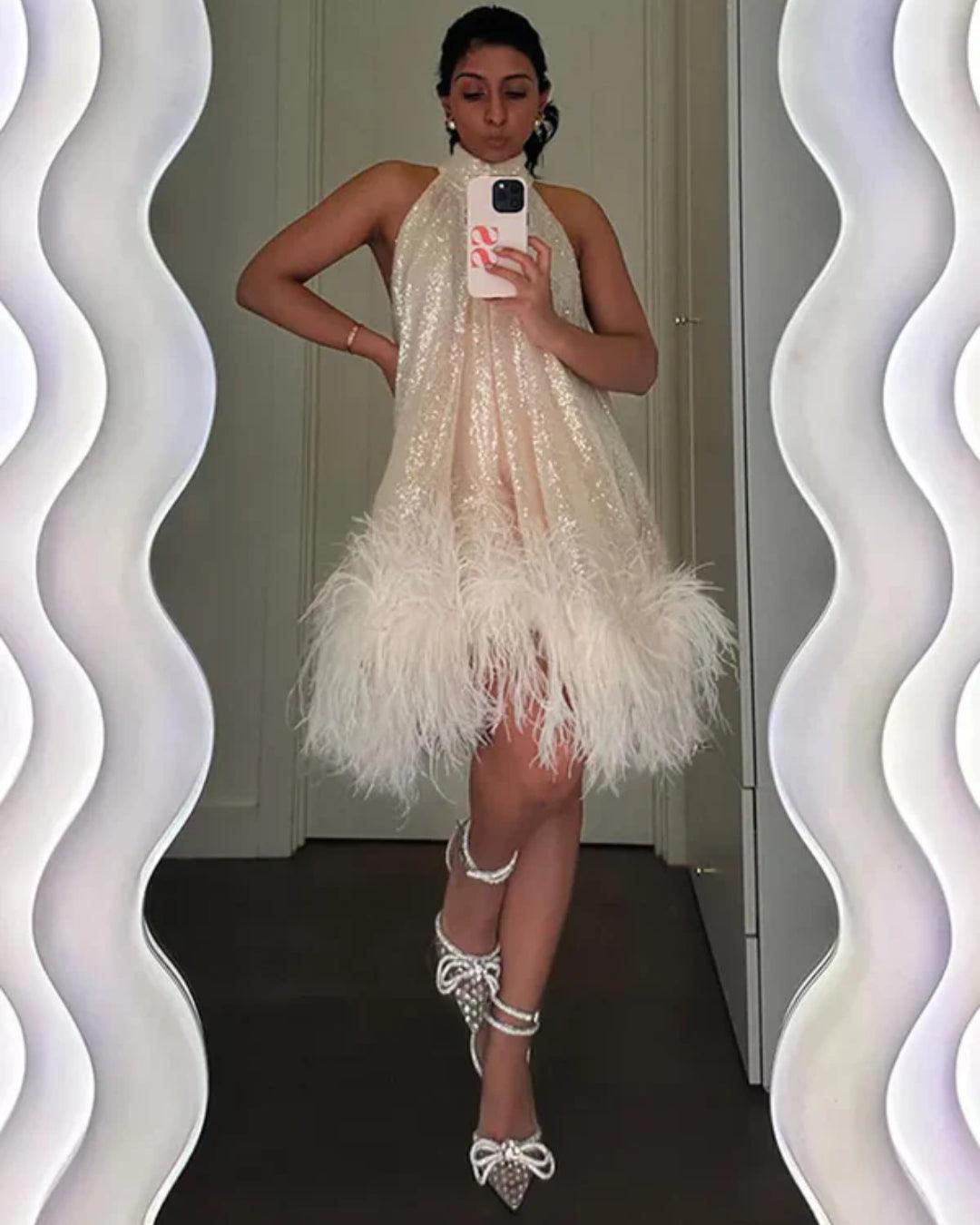 Radiant Feather Glow Dress